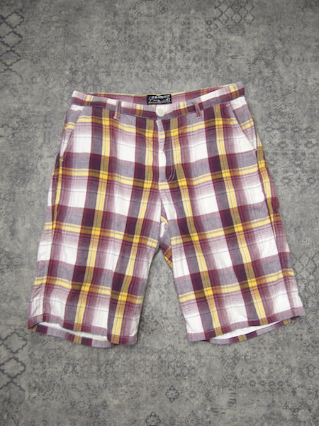  Hollywood Ranch Market shadow check short pants * men's M size (2)/... color / white / cotton / shorts / American Casual 
