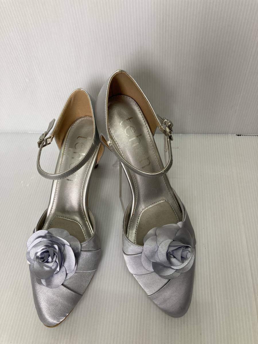 * goods with special circumstances!madras tehen pumps TN1643 L.GRY 24.0. heel height approximately 7. decoration flower . removed OK! material. synthetic leather . deterioration equipped 