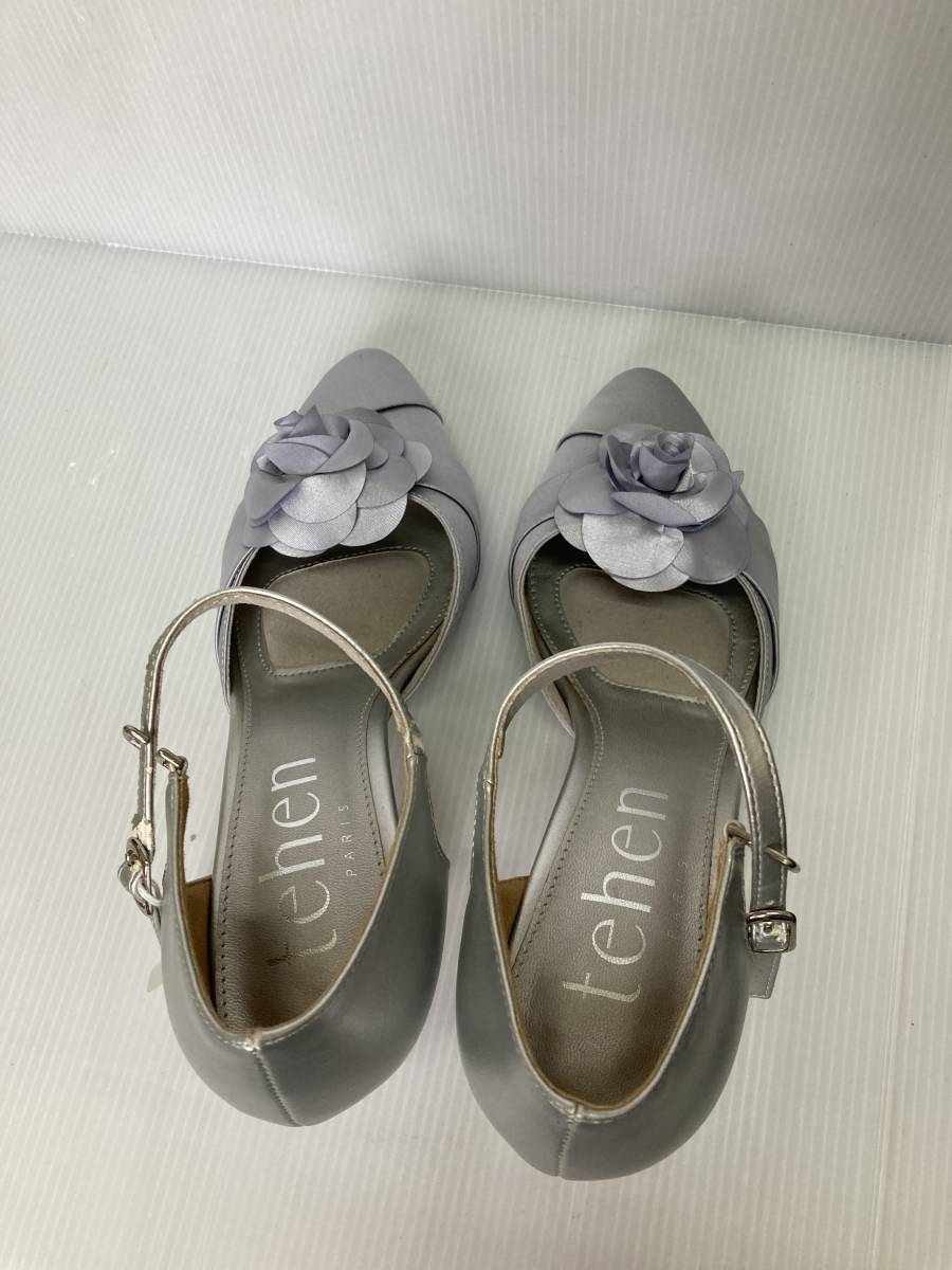 * goods with special circumstances!madras tehen pumps TN1643 L.GRY 24.0. heel height approximately 7. decoration flower . removed OK! material. synthetic leather . deterioration equipped 
