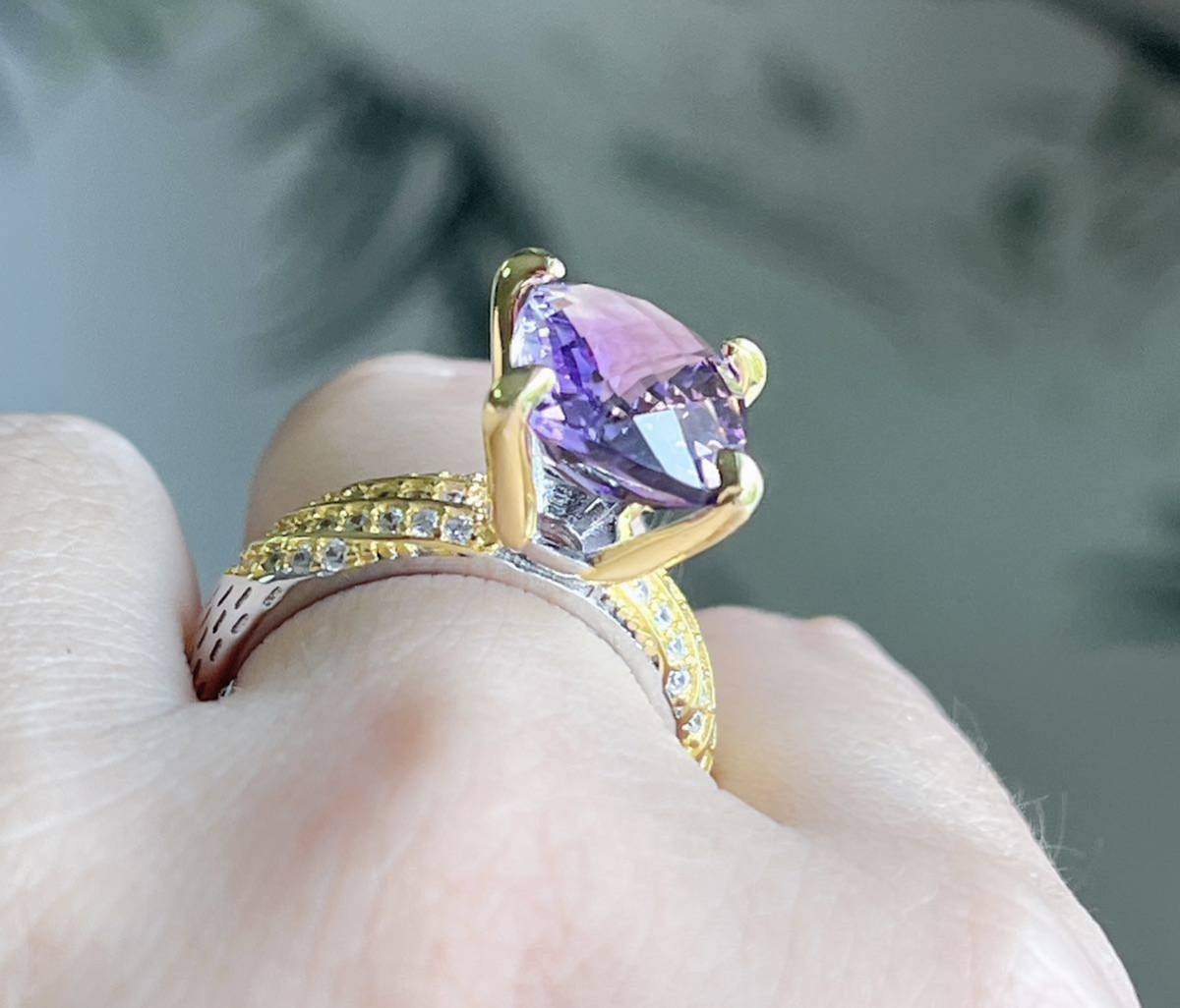 天然石 逸品アメジストs925（紫水晶）大号のリング(指輪)（番号A2897