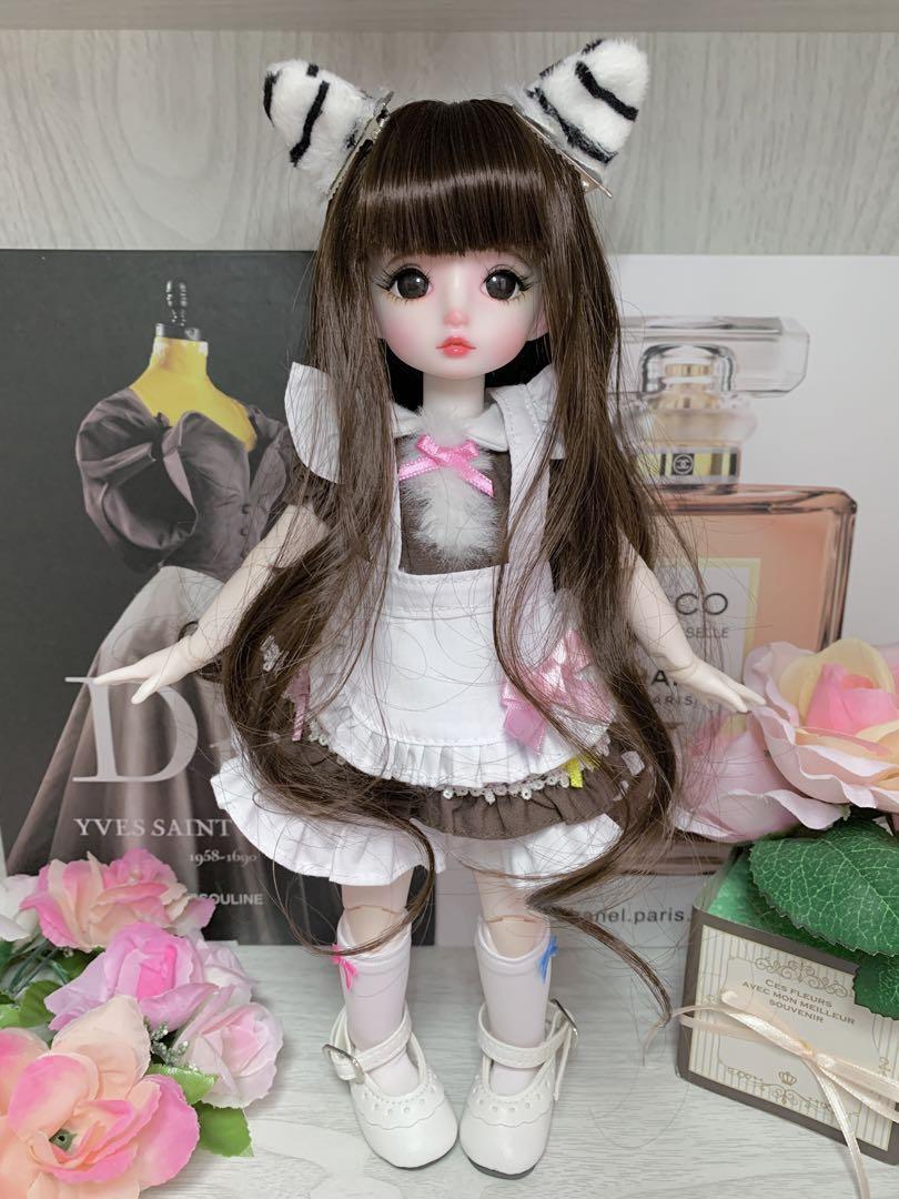 新品 化粧済 ウィッグ 衣装 靴付 フルセット】BJD ドール 1/6 Maid Cat