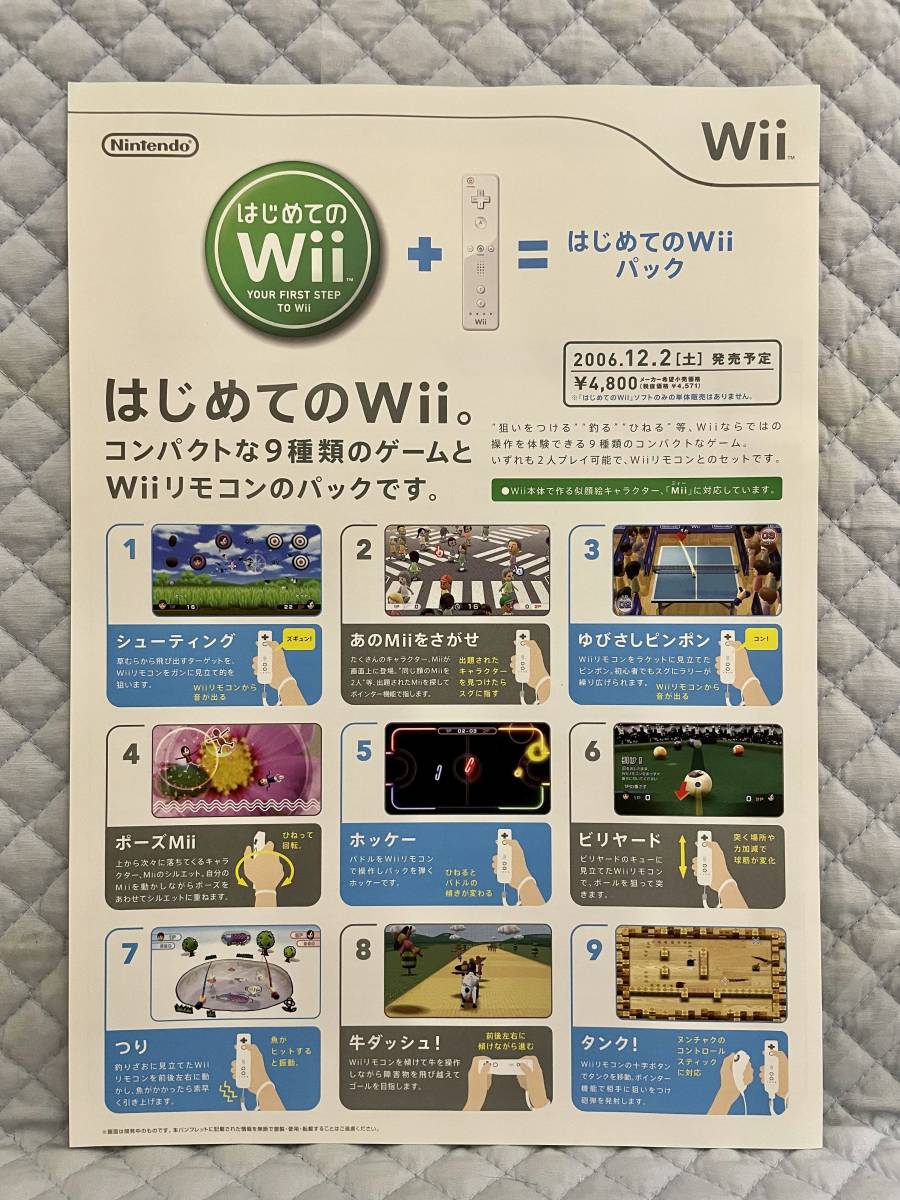 【非売品 販売店用新作のみ】《1点物》はじめてのwii パック【2006年製 未使用品 告知 販促】Nintendo ニンテンドー 任天堂 wii_販売店用新作　表