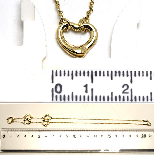 Tiffany&Co. ティファニー 5連オープンハート ネックレス 約41cm 約6.8g K18 18金 ゴールド 20486_画像7