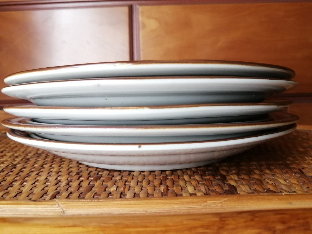 未使用 ヴィンテージ 60's ストーンウェア 5枚セット NIKKO ニッコー 日本製 食器 STONEWARE 昭和レトロ パンプレート 丸皿 平皿 ブラウンの画像8