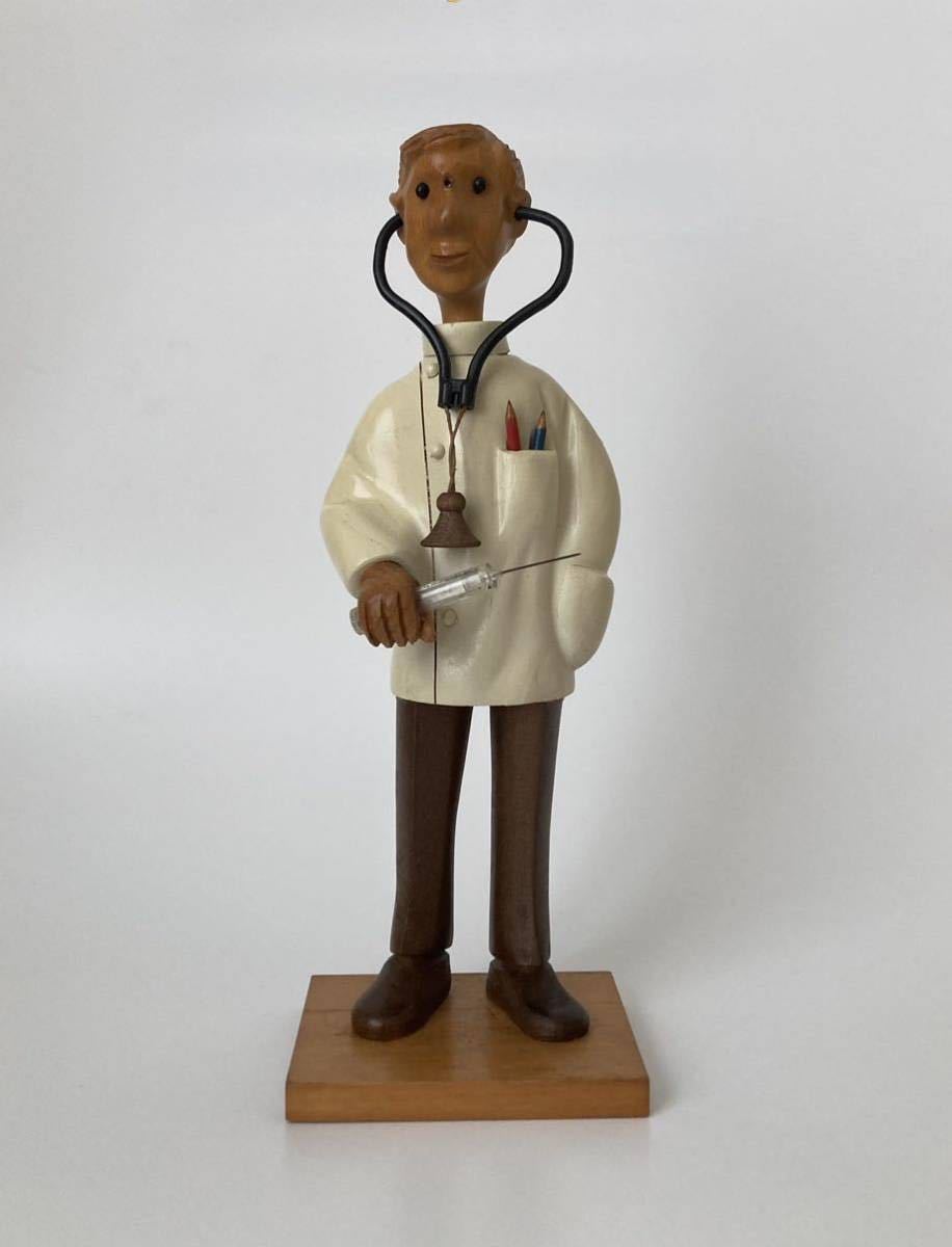 Vintage イタリア 木製 人形 / ROMER ロメール 木彫り ドクター お医者さん アンティーク ウッドドール wooden figurines