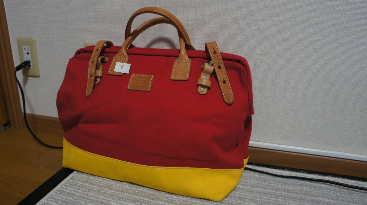 未使用★タグ付き★ヘリテージレザー★HERITAGE LEATHER★メイソンバッグ★MASON BAG★赤×黄