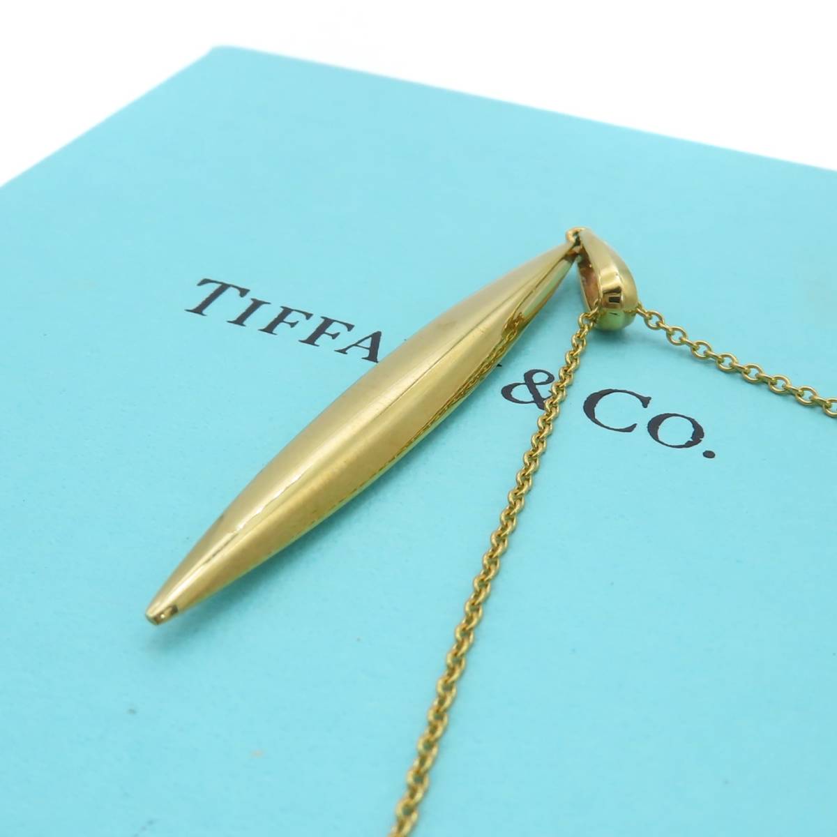 極希少 美品 Tiffany&Co. ティファニー フェザー イエロー ゴールド ネックレス 750 K18 HH102_画像3