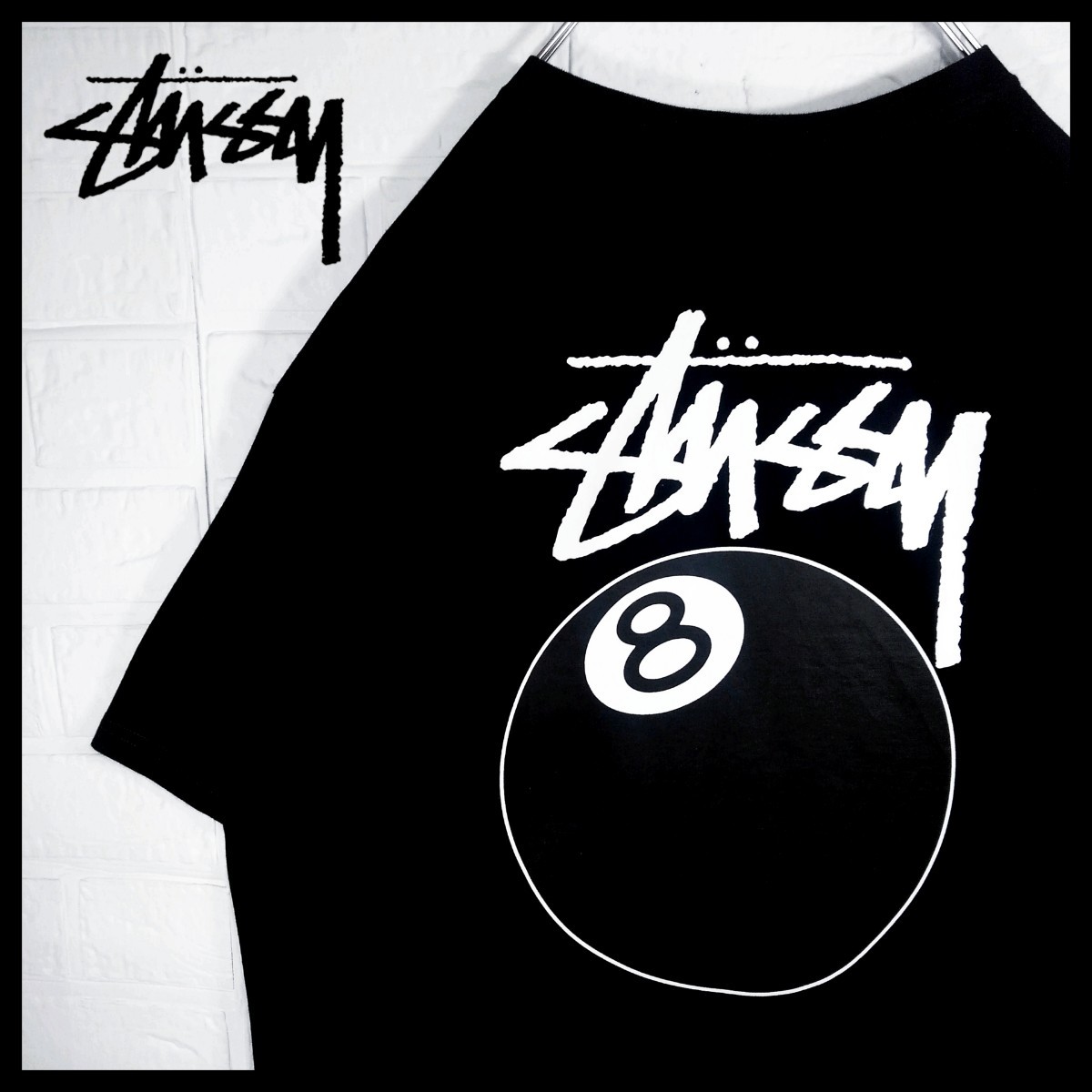 《STUSSY(ステューシー)》8ボール　ロゴ　Tシャツ　黒