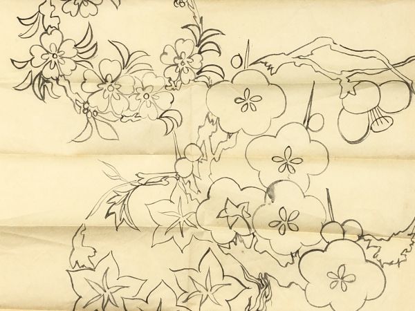 【蔵出古書】　明治～昭和初期　手描きデザイン紙　２枚　　L1005D_画像9