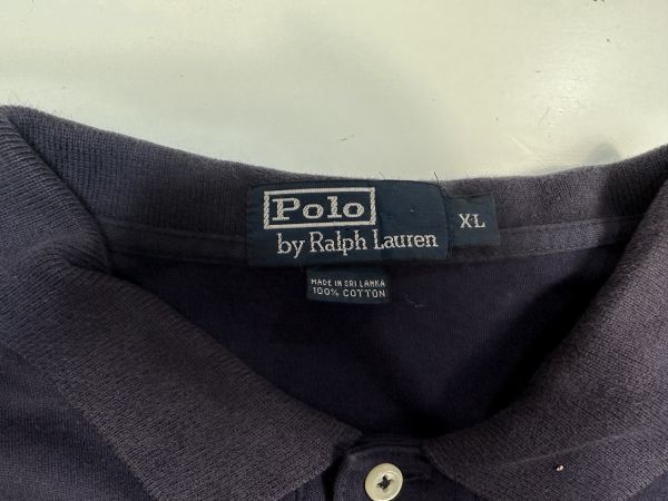 ☆ビッグサイズ US古着 POLO Ralph Lauren ラルフローレン ポロシャツ ポニーロゴ 刺繍 ネイビー紺【XL】天竺　　　　　◆3921◆_画像5