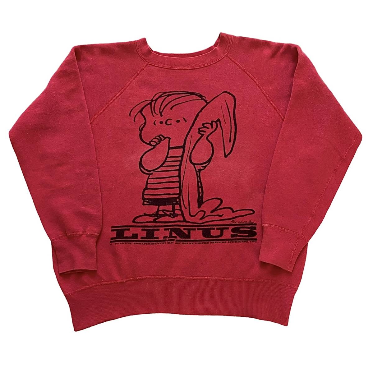 60s mayo spruce vintage sweat サイズ XL スプルース ヴィンテージ スウェット ライナス ピーナッツ スヌーピー  snoopy 染み込み / Red