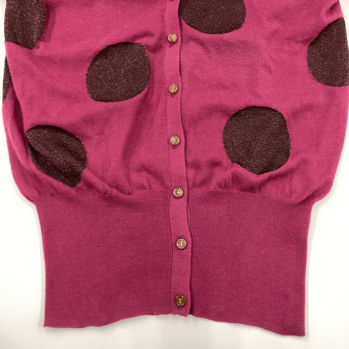  Vivienne Westwood RED LABEL спот ламе точка полька-дот o-b вышивка хлопок вязаный кардиган 2 размер свитер 3060099