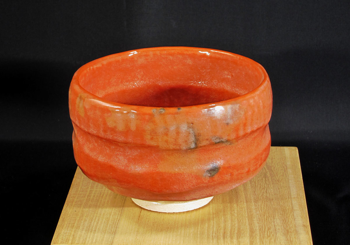 3代目 佐々木松楽 赤楽茶碗 高さ２１×幅１２cm　真作保証