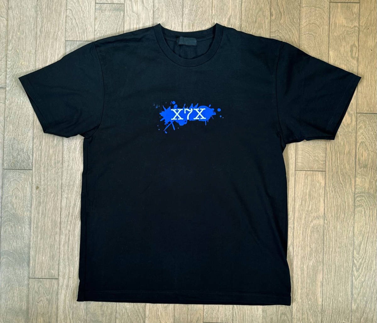 ■GOD SELECTION XXX × FRAGMENT 極美品 7周年記念 ドリップ ロゴ Tシャツ BK-S 藤原ヒロシ フラグメント