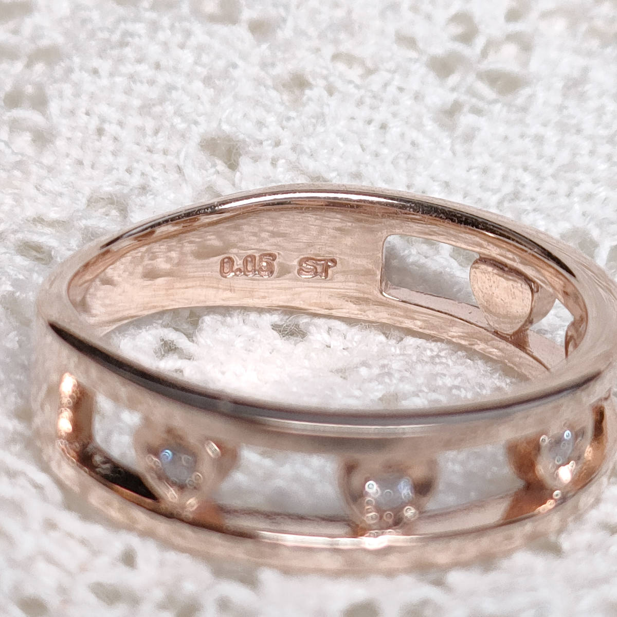 K10 [sa man sa Tiara ] Heart diamond ring 7 number wide width Samantha Tiara PG pink gold 10 gold 10K