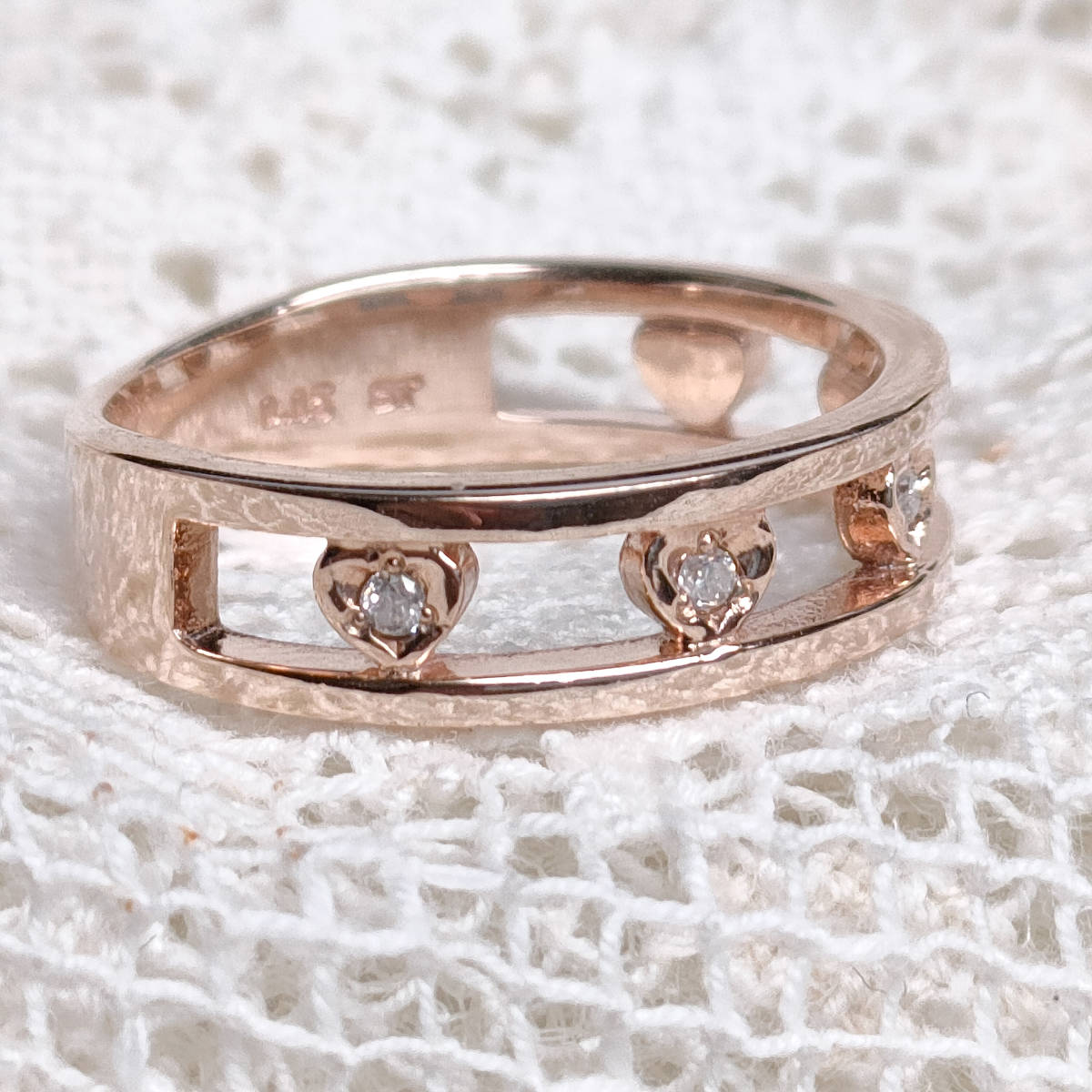 K10 [sa man sa Tiara ] Heart diamond ring 7 number wide width Samantha Tiara PG pink gold 10 gold 10K