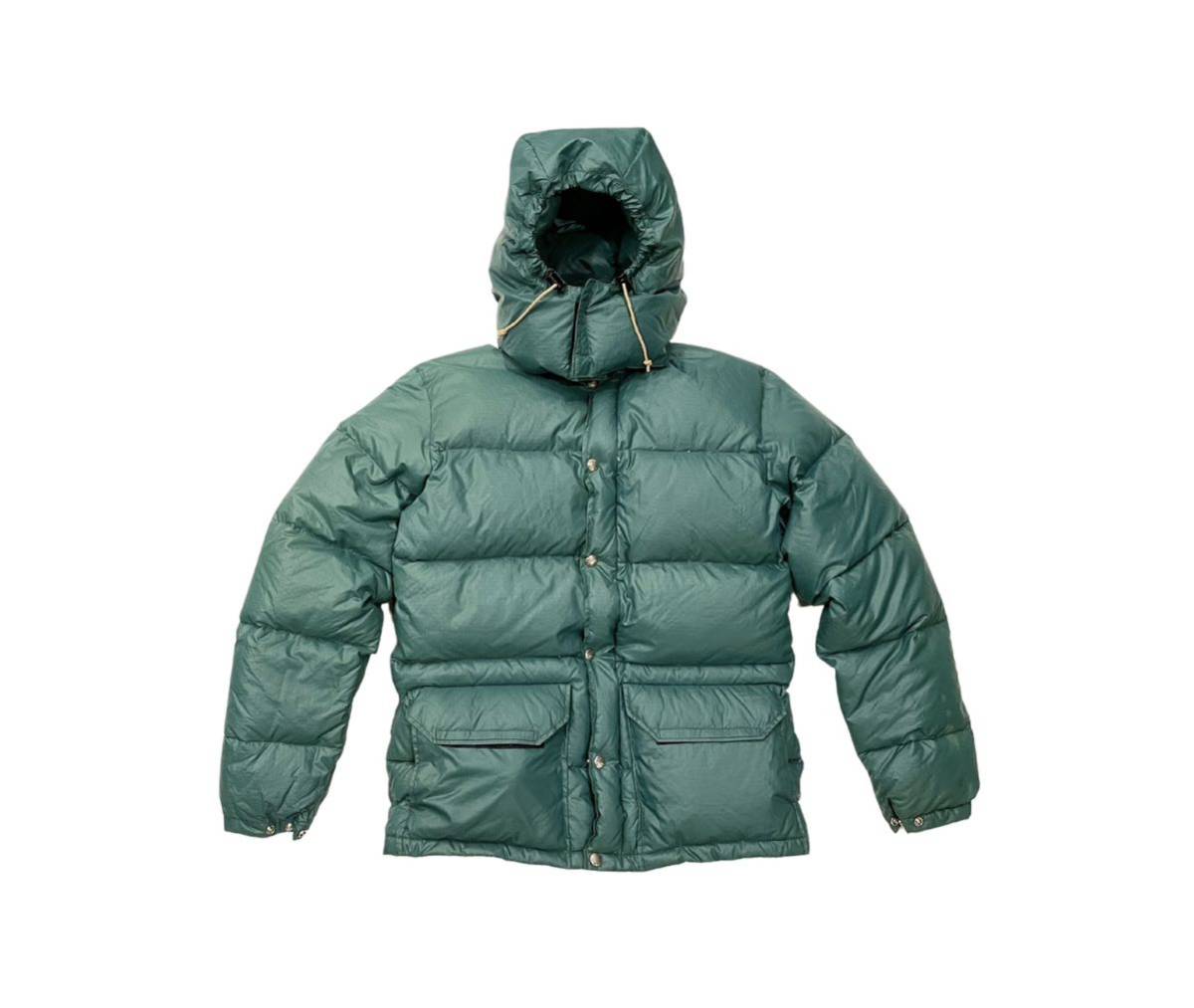 極美品 USA製 80s THE NORTH FACE DOWN JACKET 茶タグ フード付き 完品 USAビンテージ ノースフェイス ダウン ジャケット OLD グリーン 緑