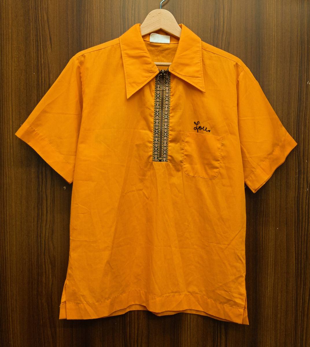 高品質の激安 キングルイ / Louie King ヴィンテージ古着 ハーフジップ サイズM オレンジ ボーリングシャツ 半袖 プルオーバー Mサイズ