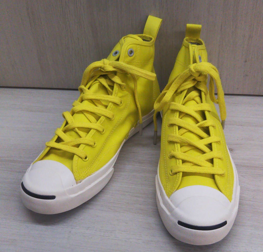 CONVERSE コンバース jack purcell ジャックパーセル イエロー系 レモンイエロー 【約27.0cm】ハイカット メンズ 【替えシューレース付】_画像1