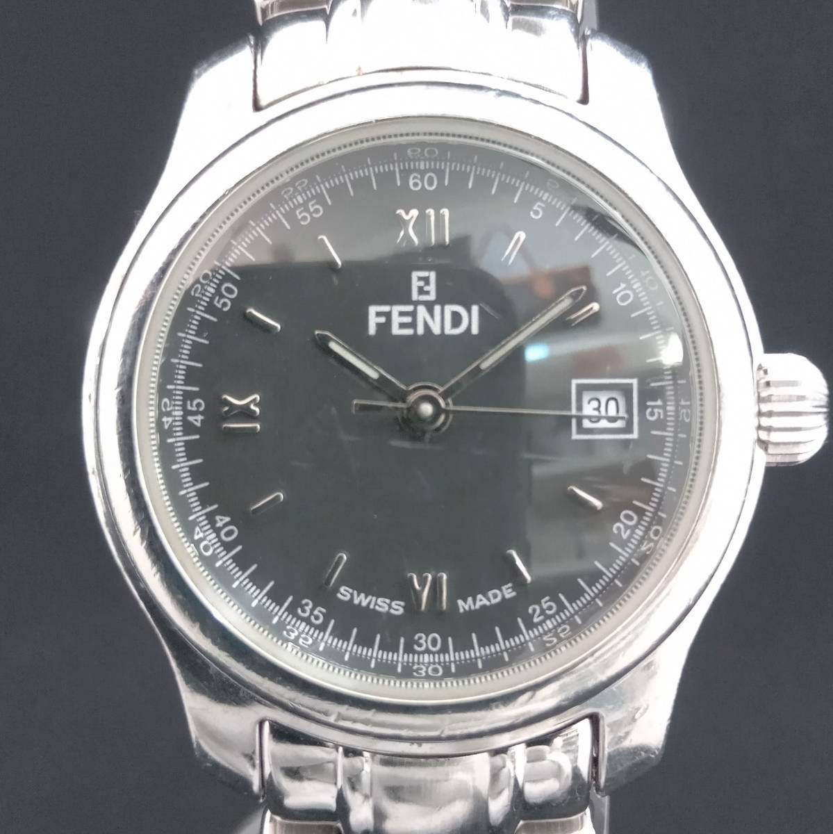 フェンディ FENDI 210L 電池式 クォーツ 黒文字盤 デイト レディース_画像1