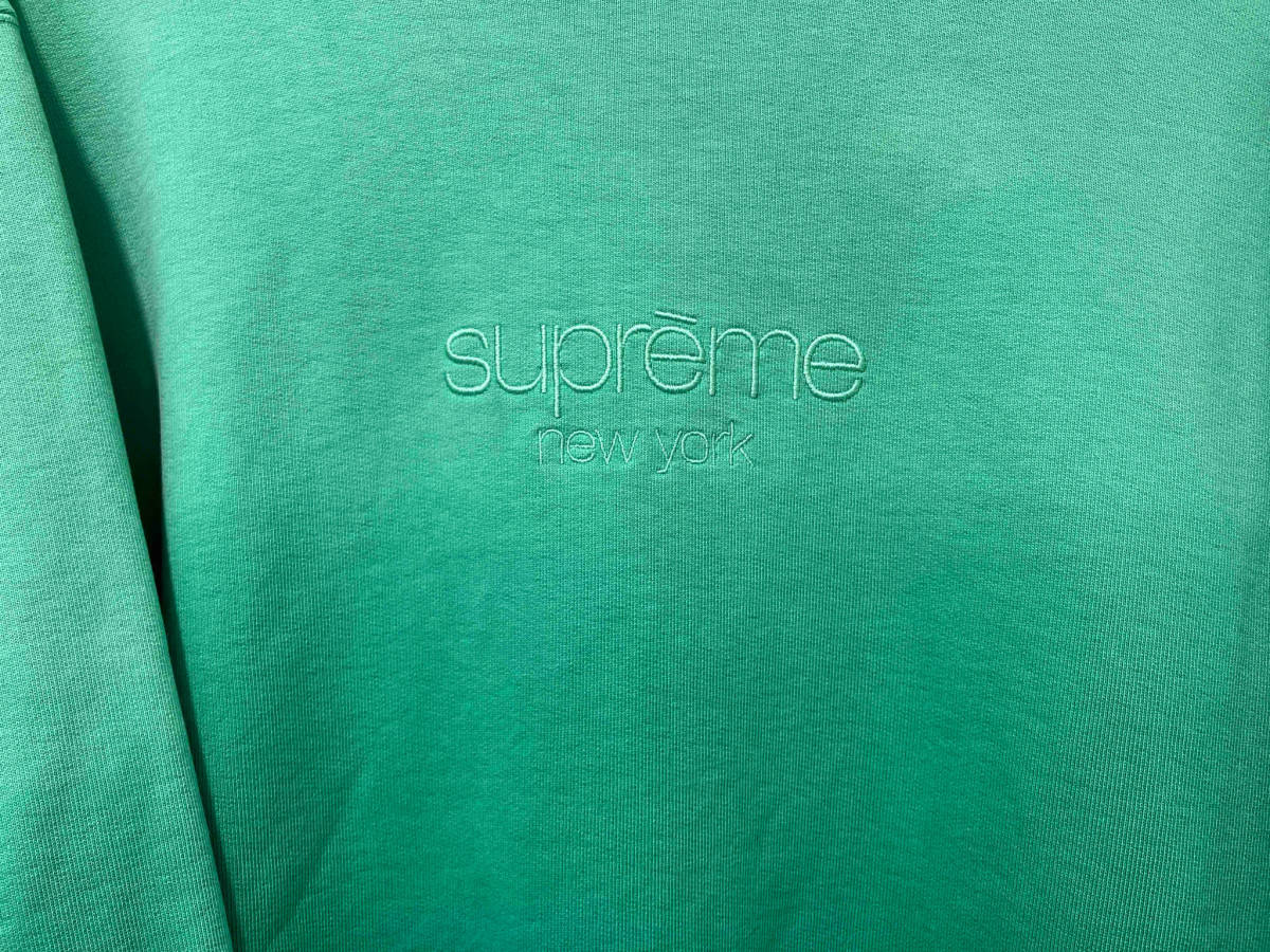 supreme 19ss dipped crewneck フェード ロゴ Ｌ シュプリーム グリーン 緑の画像2