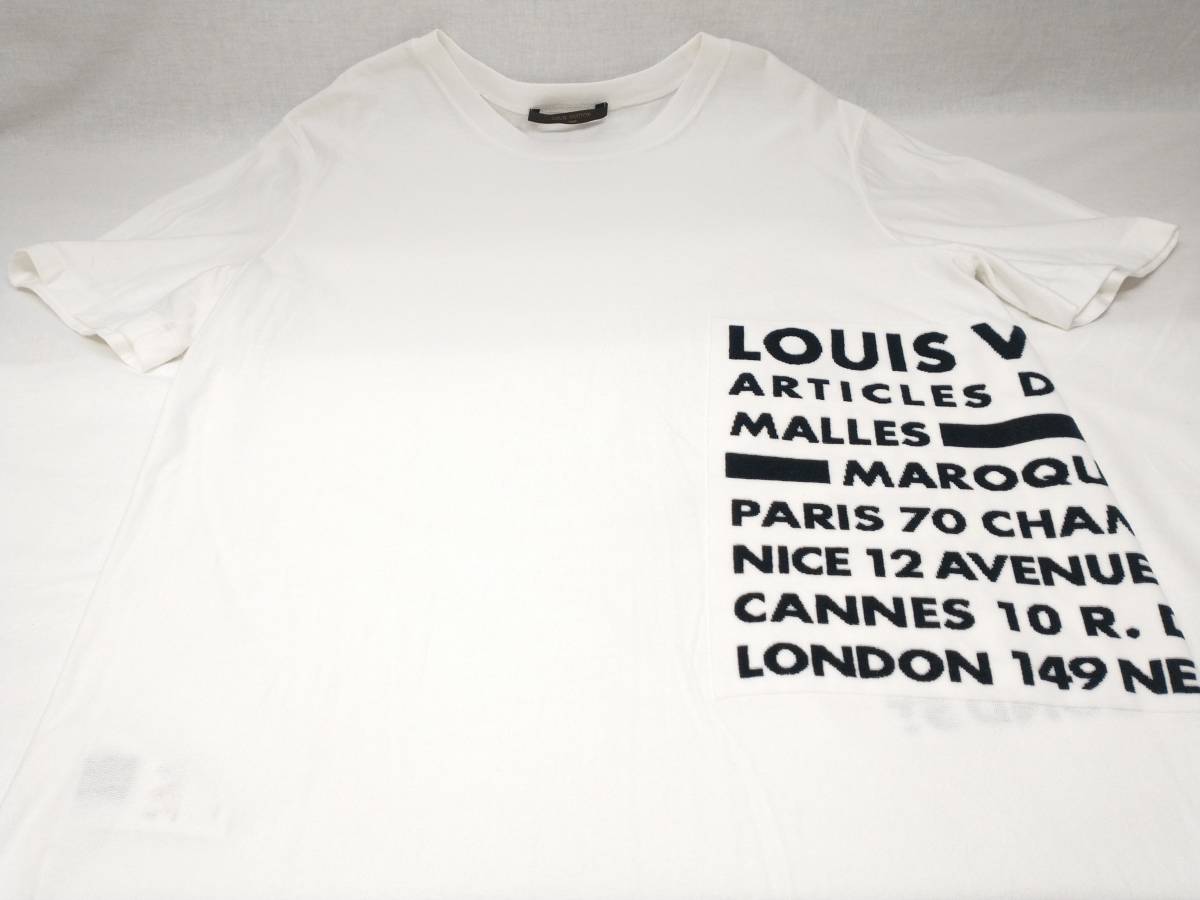 LOUIS VUITTON ルイウ゛ィトン RM162 JIK HAY80W 16AW ベロアボルドースタンプ メッセージTシャツ 半袖Tシャツ WHT XLサイズ_画像4