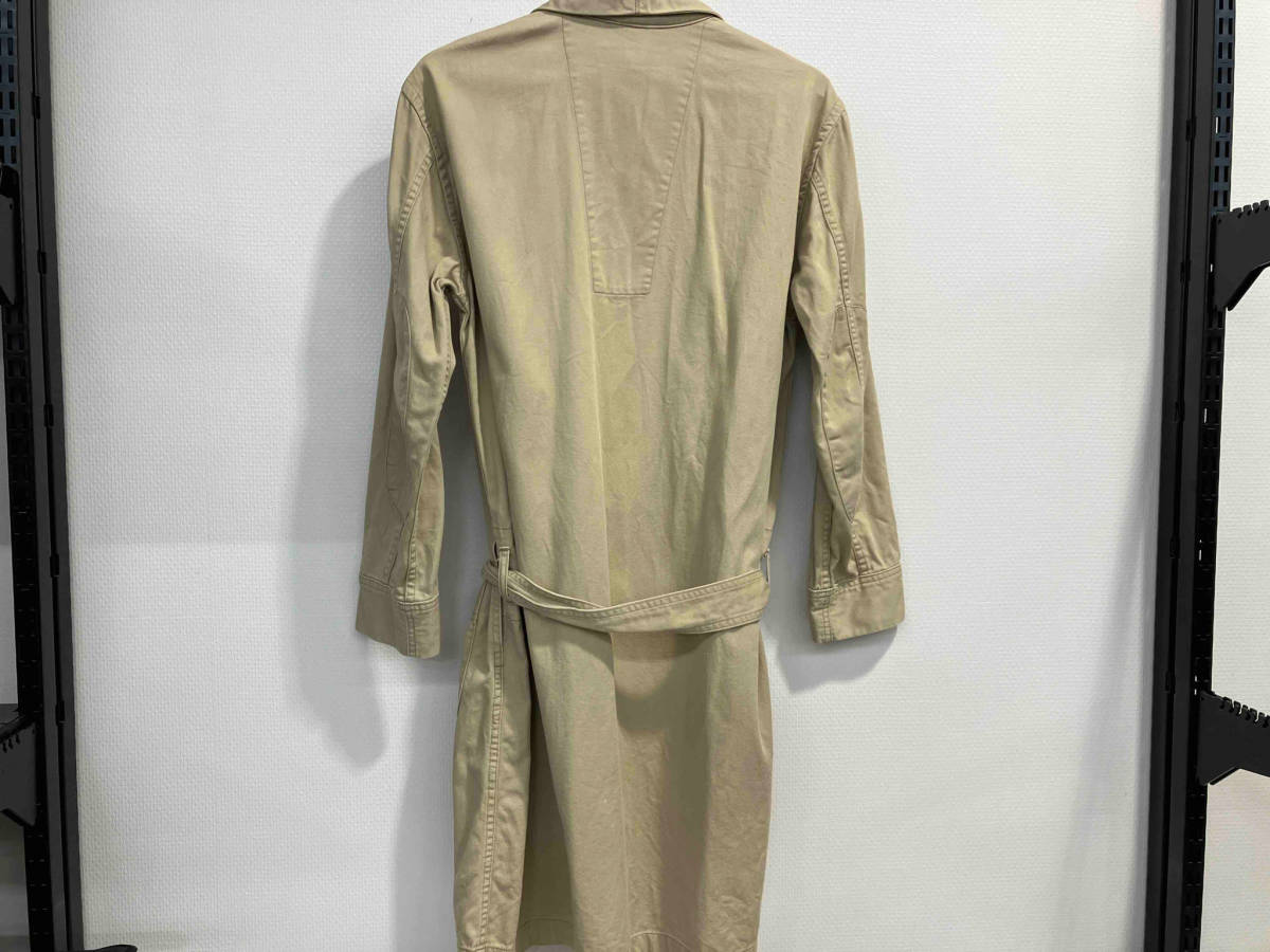 UNUSED Robe Coat ガウン 2 ベージュ コットン ローブコート US0490 ショールカラー ワーク アンユーズド_画像3