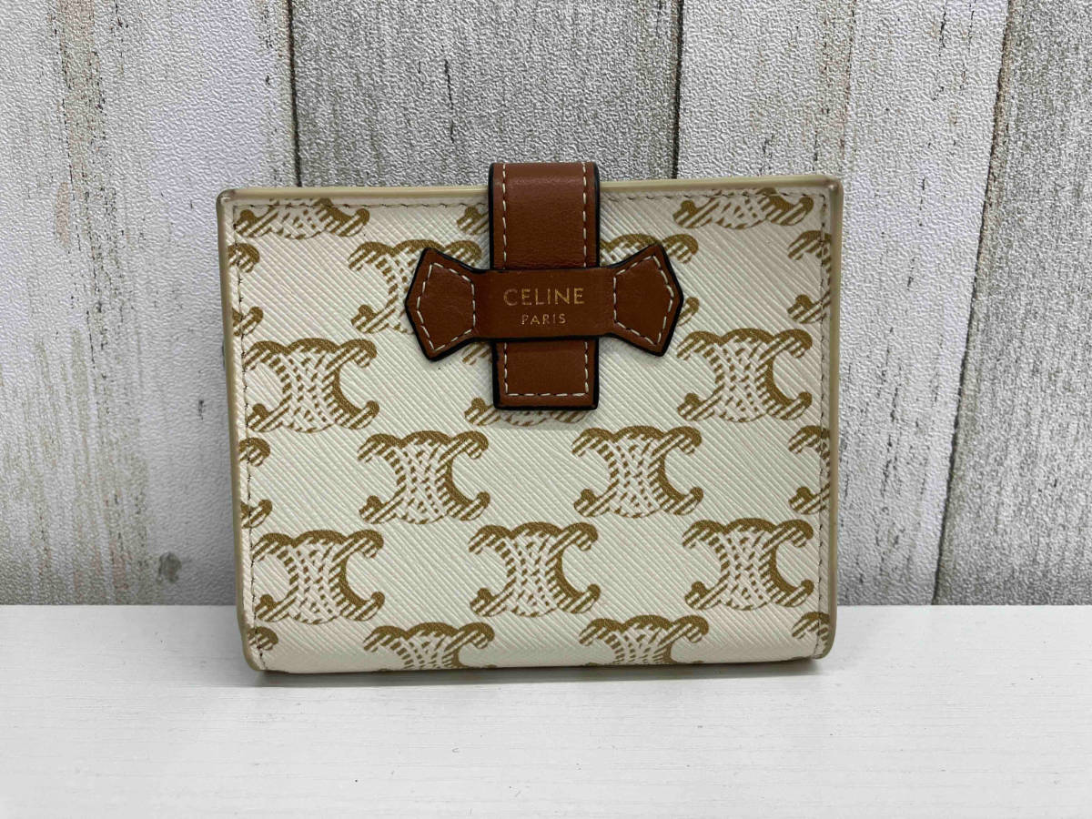 日本製】 CELINE セリーヌ 箱付き PVC×レザー ウォレット 二つ折り財布