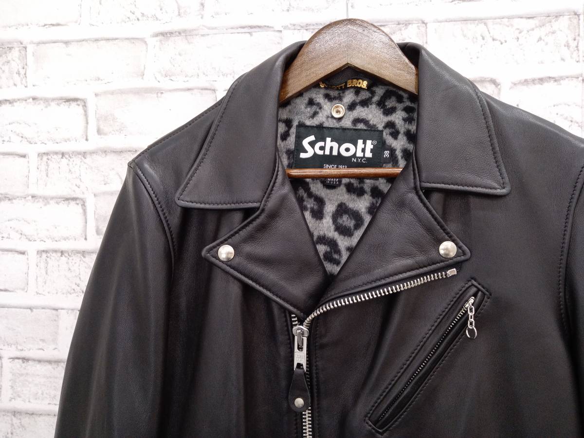 メーカー再生品】 【未使用・タグ付】SCHOTT ブラック サイズ38 羊革