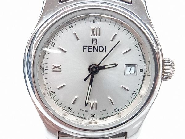 FENDI フェンディ 210L シルバー文字盤 電池式 クォーツ デイト レディース腕時計 ラウンド 店舗受取可