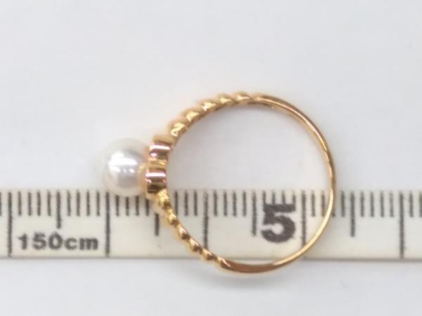 K18 イエローゴールド 真珠 パール ＃12 総重量2.23g リング 指輪 アクセサリー ソーティング付き_画像6