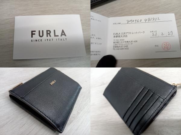 FURLA カード・コインケース ブラック レザー L字ファスナー フルラ_画像7