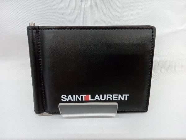 Saint Laurent サンローラン ART378005 マネークリップ付き二つ折り財布 ブラック 箱付 鑑定書有