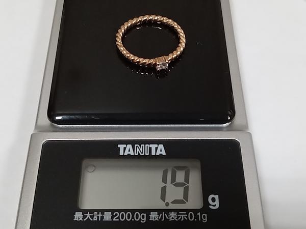 [ simple . Kawai i]K10|#11|1.9g| pink gold | screw .|1 bead Stone | color stone | ring 