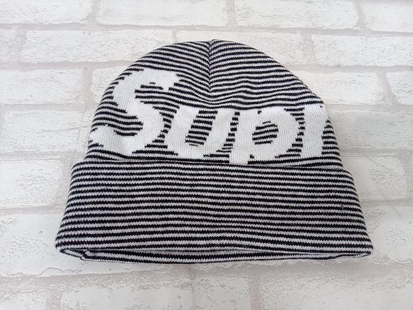 Supreme Big Logo Beanie シュプリーム ニット帽 ビーニー ボーダー ロゴ ブラック ホワイト メンズ ストリート フリーサイズ 店舗受取可