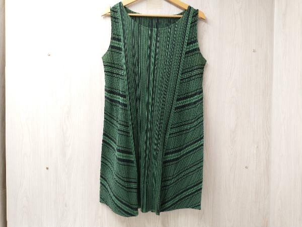 PLEATS PLEASE ISSEY MIYAKE pleat pulley z Issey Miyake no sleeve One-piece size 4 green 