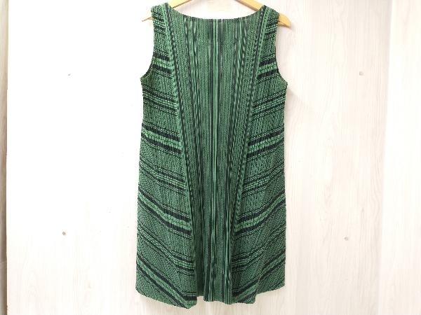 PLEATS PLEASE ISSEY MIYAKE pleat pulley z Issey Miyake no sleeve One-piece size 4 green 