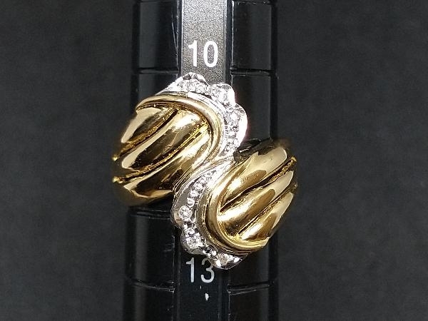 K18 18金 Pt900 ダイヤモンド デザイン リング 指輪 イエローゴールド プラチナ D0.06ct 7.0g #11.5 店舗受取可_画像8