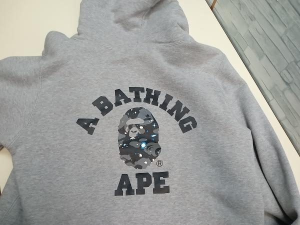 A BATHING APE パーカー グレー バックプリント_画像7