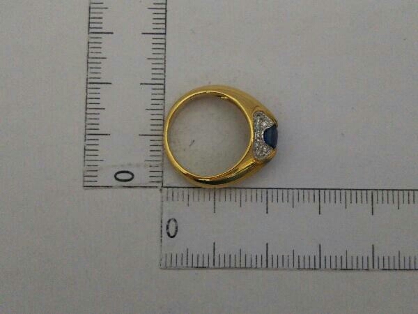  натуральный голубой сапфир кольцо Pt900 K18 diamond 0.1ct 8 номер примерно 5.3gso-ting есть 