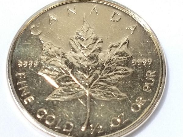 K24 K18 ゴールド（総16.8g） コイン カナダ 金貨1/2oz ペンダント ネックレス トップ_画像5