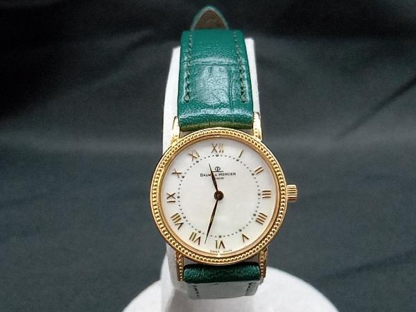 【美品】【2023年7月電池交換済】 BAUME&MERCIER ボームアンドメルシエ 16801 クォーツ 電池式 ケース18K刻印有 レディース腕時計