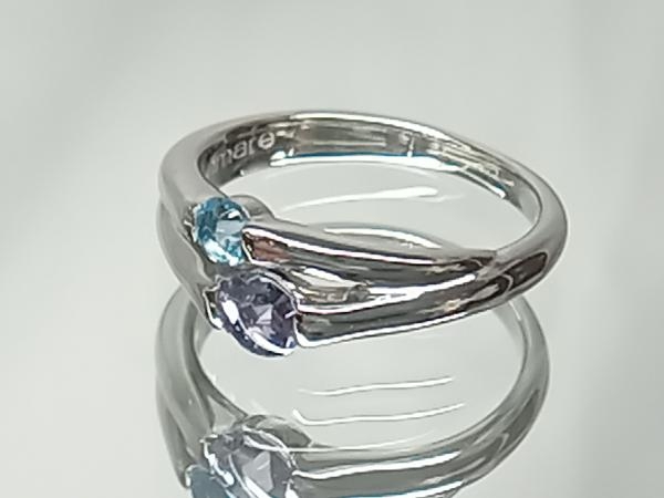 [ new goods finish settled ] [ judgement document attaching ] courreges Courreges platinum ring Pt900 tanzanite blue topaz attaching #9 gross weight 5.0g