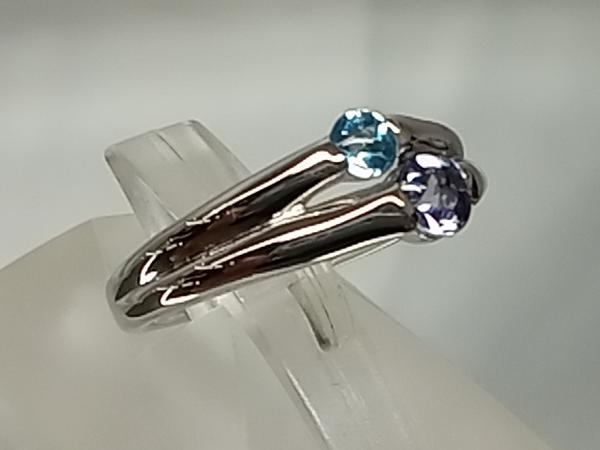 [ new goods finish settled ] [ judgement document attaching ] courreges Courreges platinum ring Pt900 tanzanite blue topaz attaching #9 gross weight 5.0g