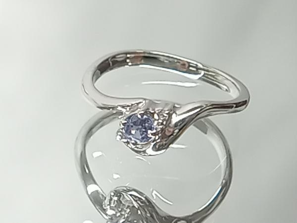 【新品仕上げ済】ELLE エル プラチナリング Pt900 ＃7.5 ダイヤモンド0.02ct 薄紫ストーン 総重量2.7g