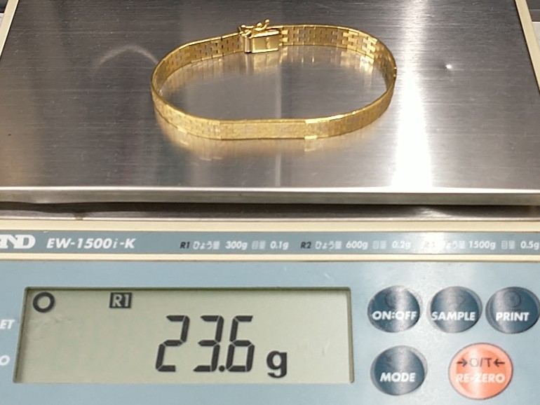 K18KT approximately 18cm gross weight approximately 23.6g bracele yellow gold lady's men's accessory single lock bangle 