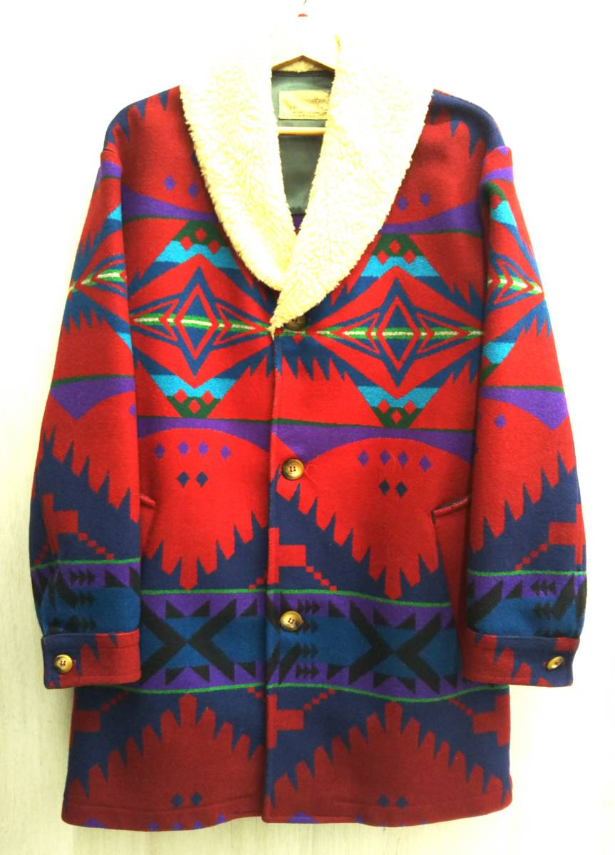 【あす楽対応】 PENDLETON 38 サイズ メンズ マルチカラー ネイティブランチコート 袖先レザー ボア襟 USA製 ペンドルトン Mサイズ 【あす楽対応】 PENDLETON 38 サイズ メンズ マルチカラー ネイティブランチコート 袖先レザー ボア襟 USA製 ペンドルトン Mサイズ