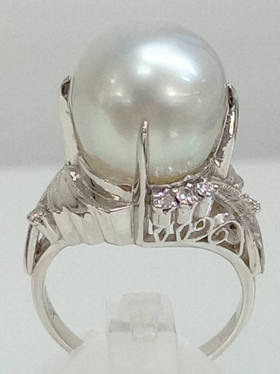 2022年のクリスマスの特別な衣装 pt900 南洋真珠 ダイヤ 0.19ct 10号