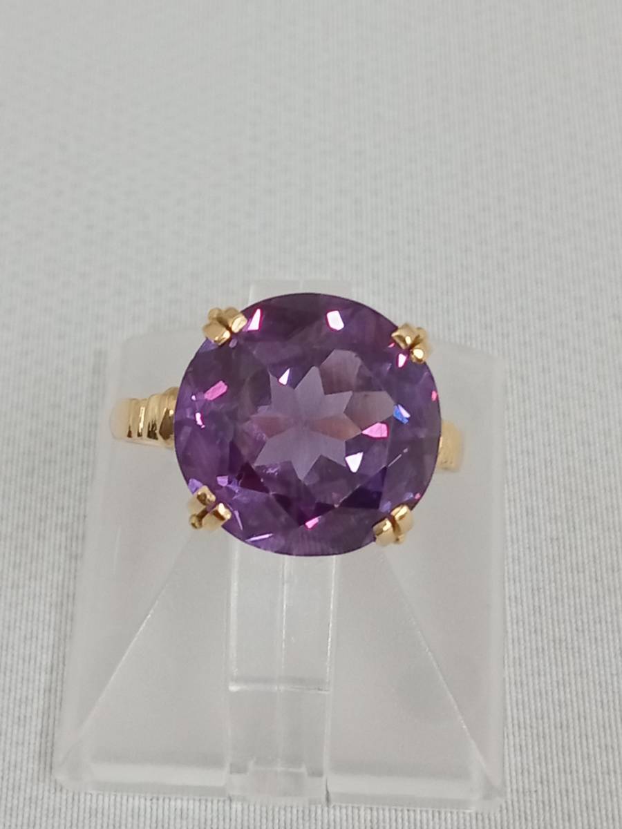 K18 リング ＃12 12号 約4.6g カラーストーン 紫 指輪