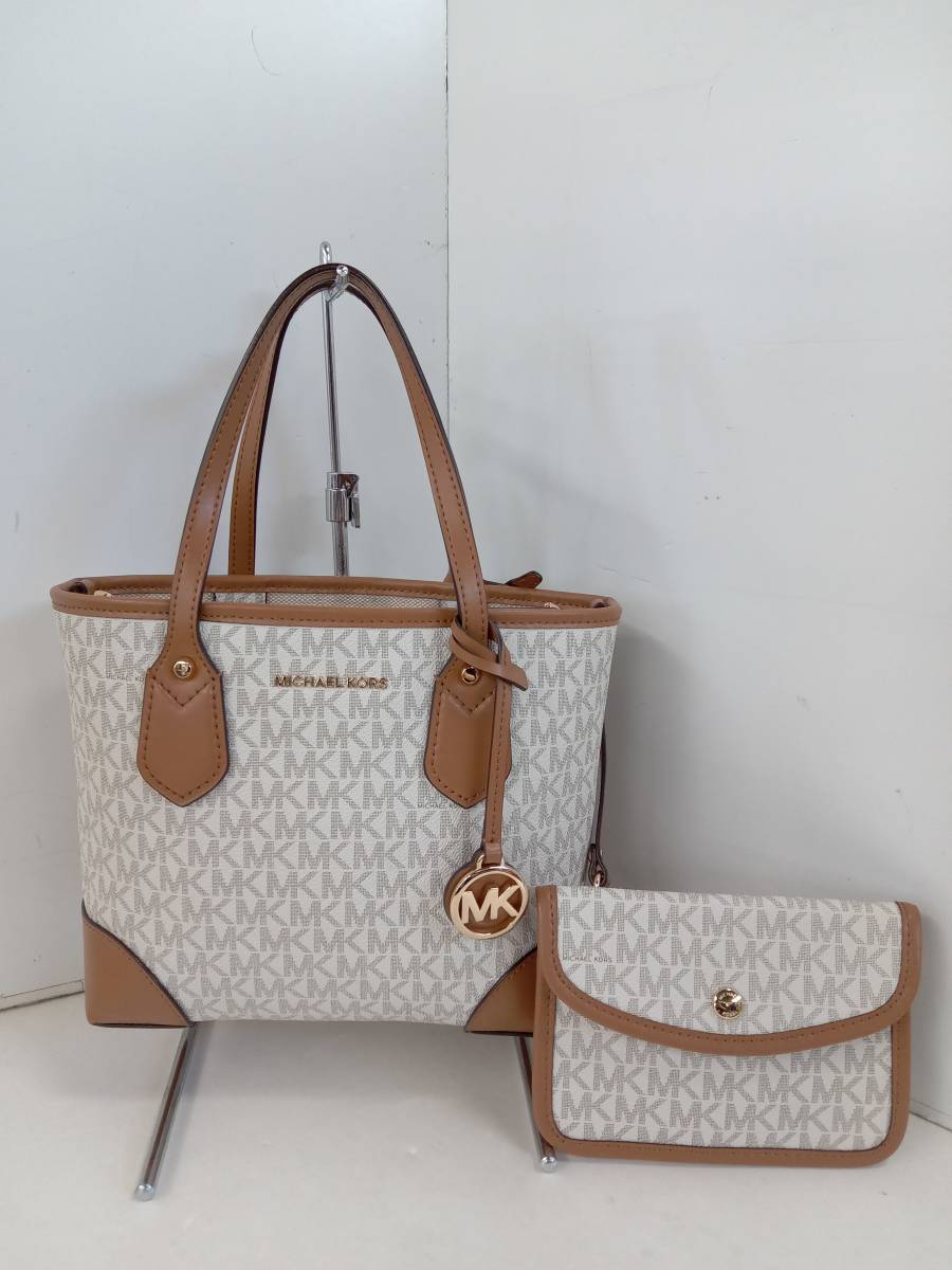 流行 トートバッグ エクストラモール EVA マイケルコース KORS MICHAEL ショルダーバッグ 2way ホワイト×キャメル その他 流行 トートバッグ エクストラモール EVA マイケルコース KORS MICHAEL ショルダーバッグ 2way ホワイト×キャメル その他